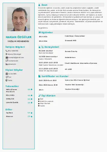 Yazılım Mühendisi Cv Örnekleri cv indir